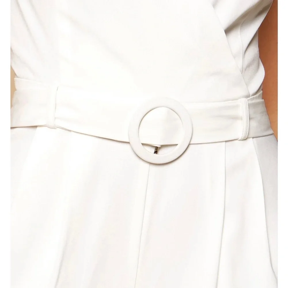 White Belted Jumpsuit - Picture 3 of 4